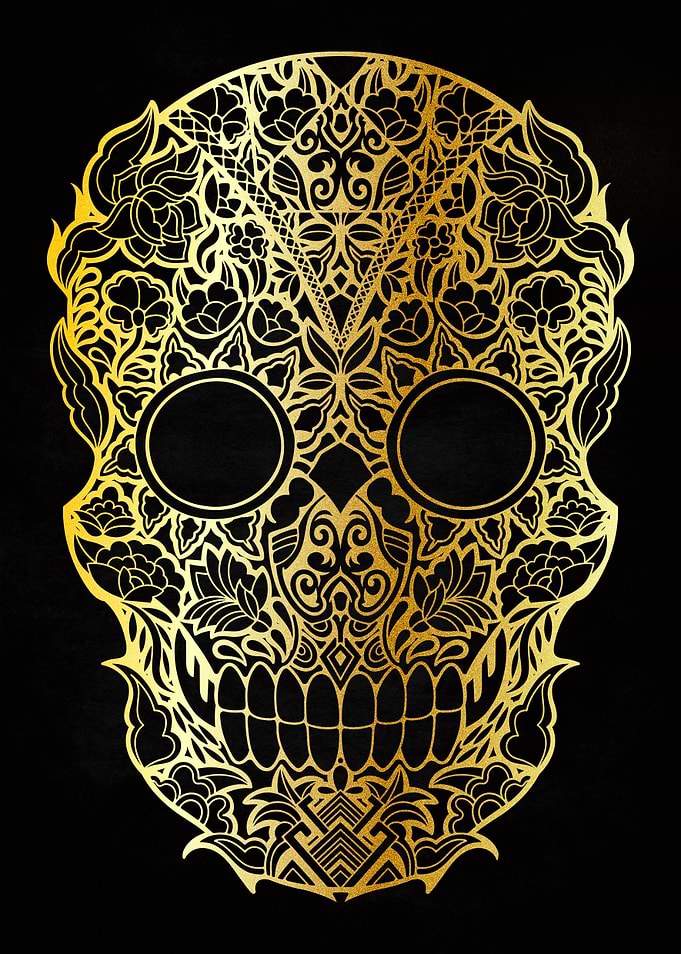 skull gold ornament