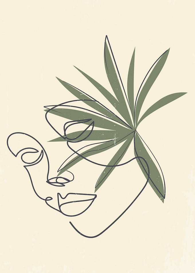 Floral woman green leaf