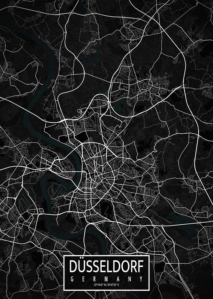 Dusseldorf City Map Dark