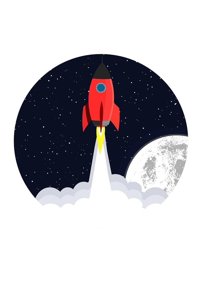 Cartoon rocket blast off