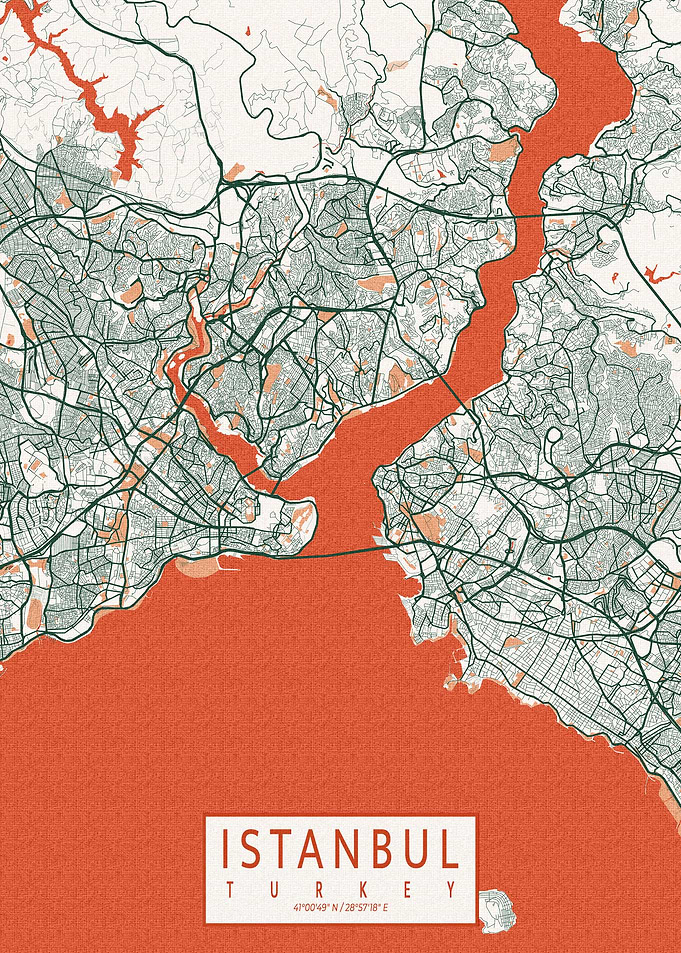 Istanbul Map Bohemian