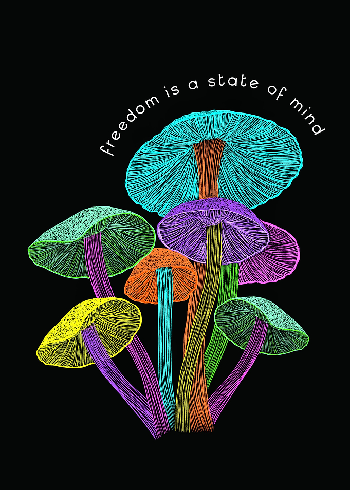 Psychedelic mushrooms neon