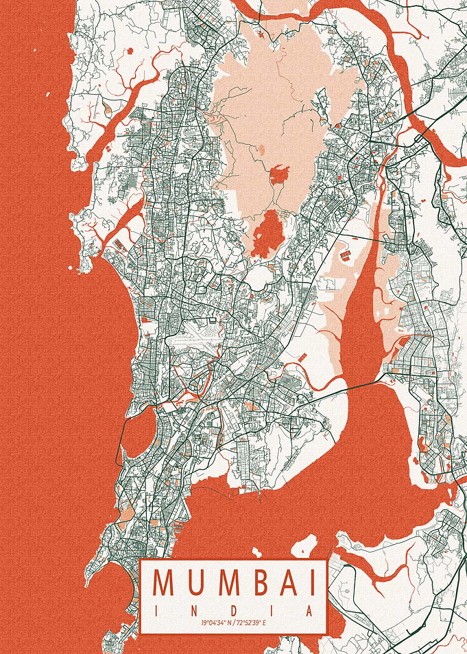 Mumbai City Map Bohemian