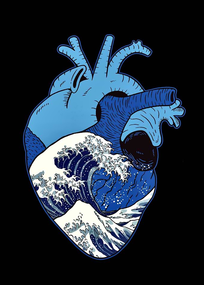 Japanese wave heart