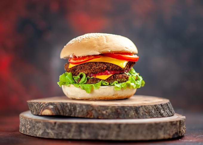 Meat burger with salad