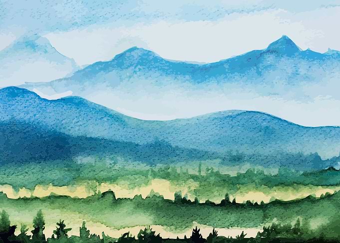 Watercolor Mountain Meadow
