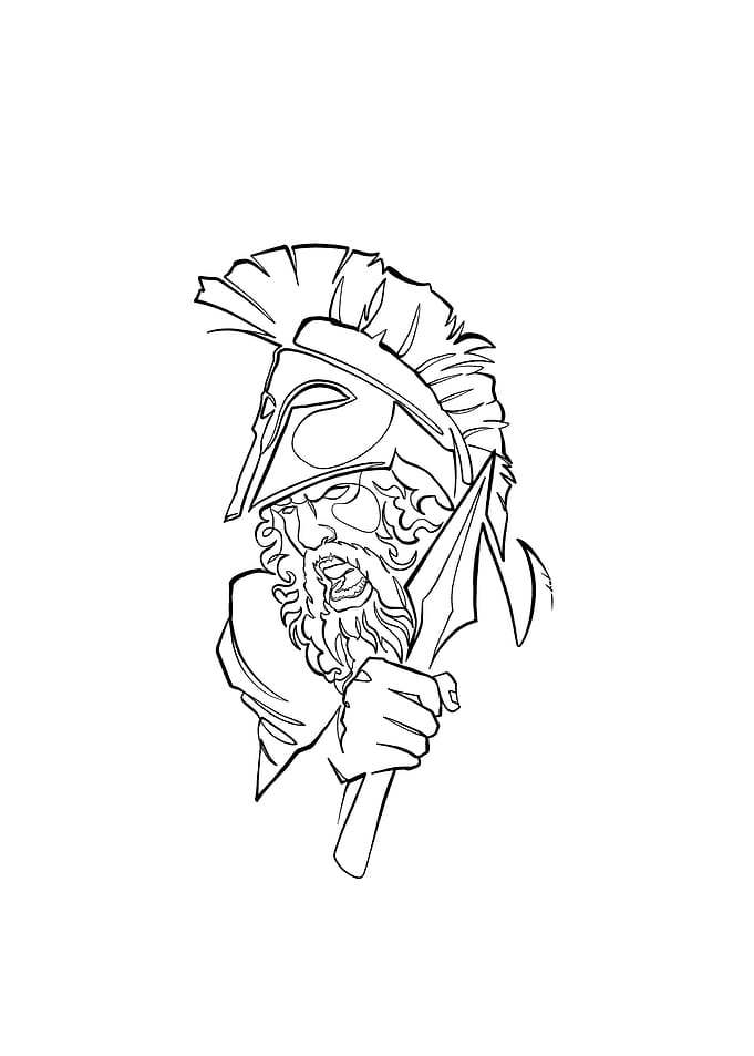 Spartan Warrior Line Art