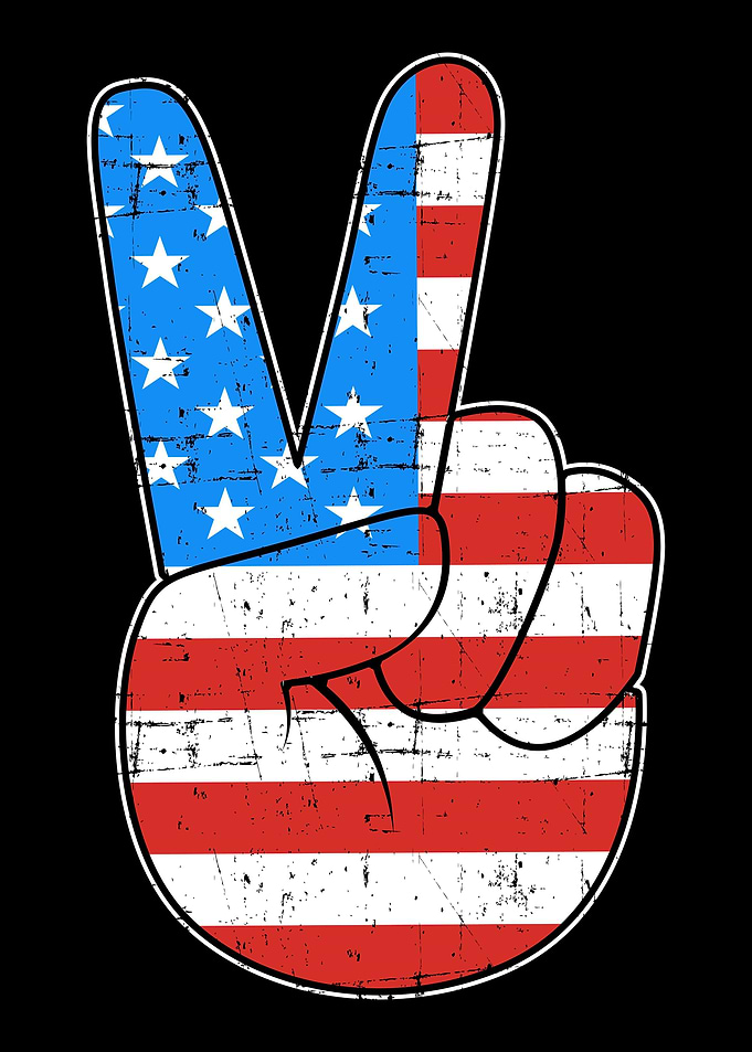 Peace hand sign with USA A