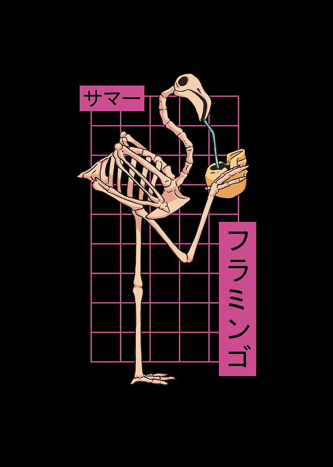 Flamingo skeleton drinking