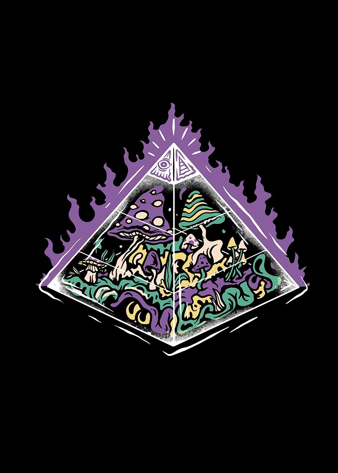 Pyramid with mushrooms
