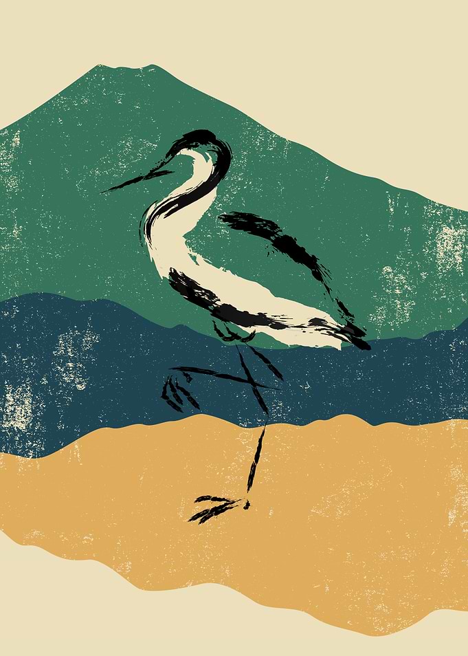Japanese Nature Linocut