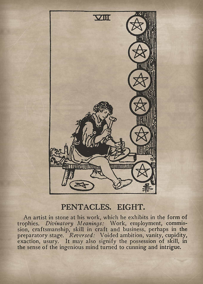 Pentacles Eight Tarot