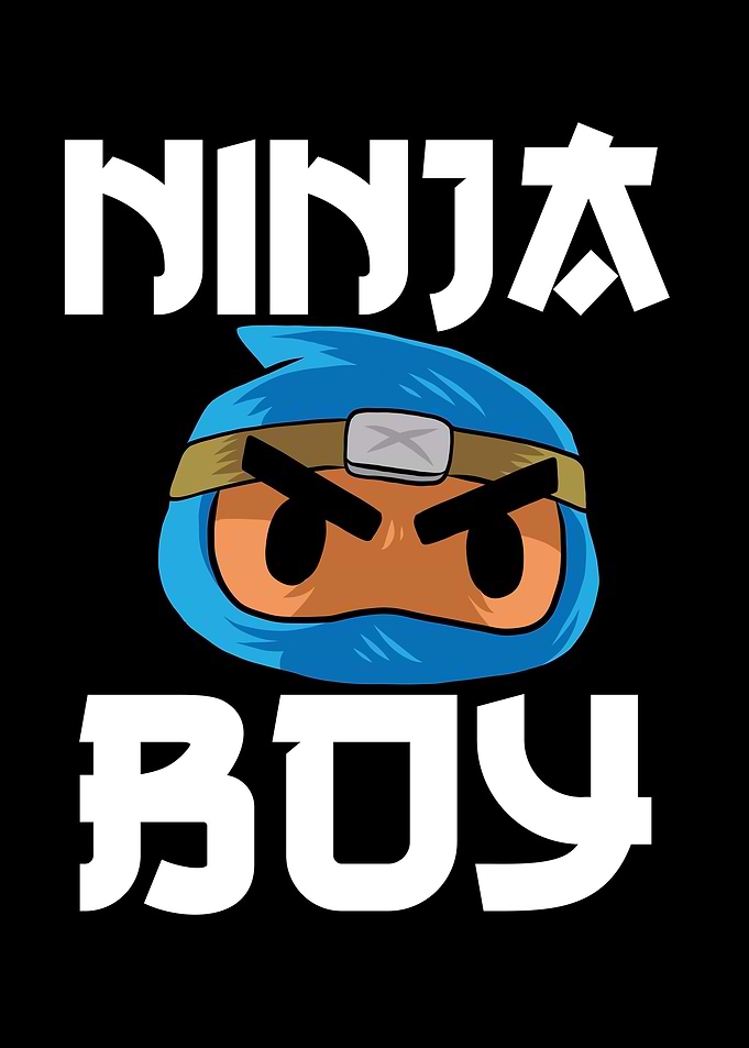 Cute blue ninja boy