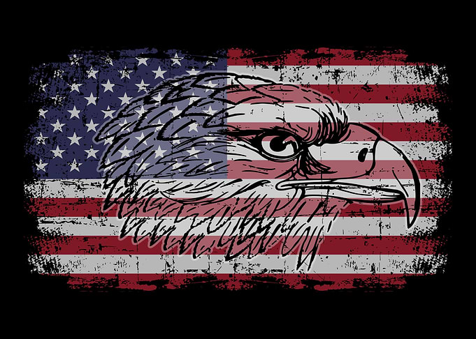 US american flag with eagl