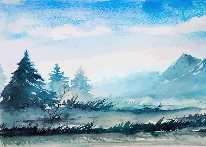 Watercolor Spruce Forest