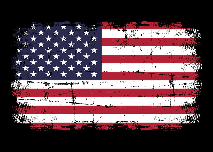 USA American flag with sta