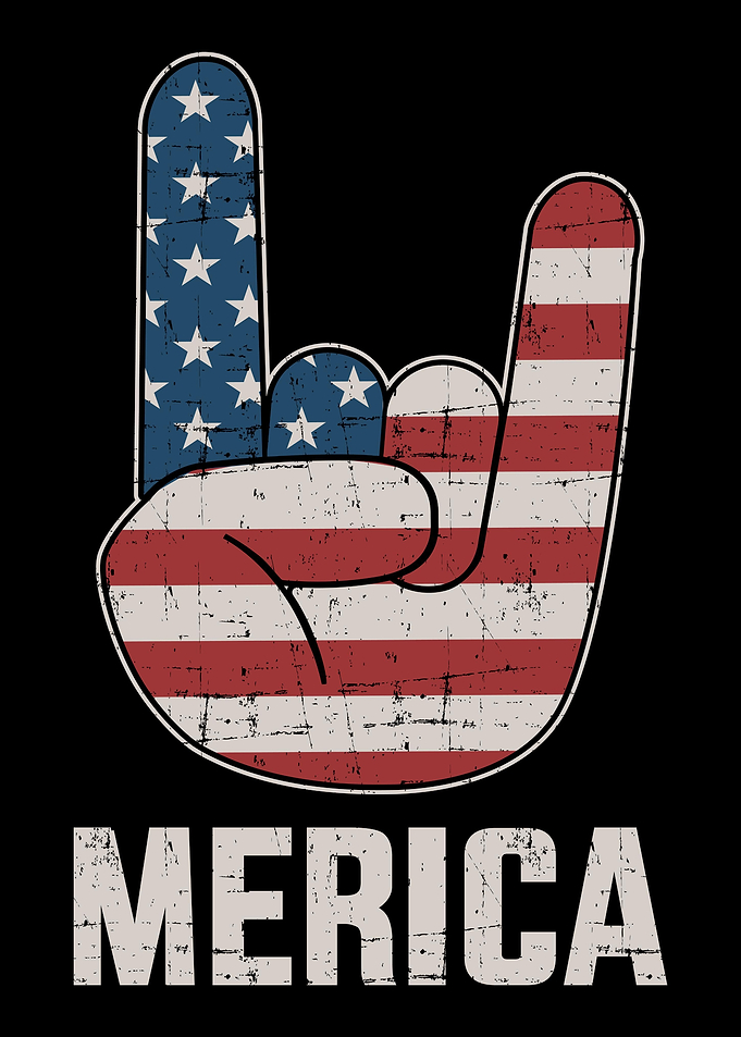 Rock hand sign with US Mer