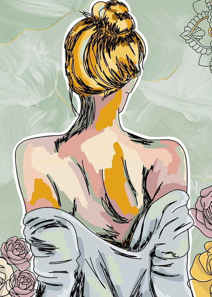 Woman back portrait art