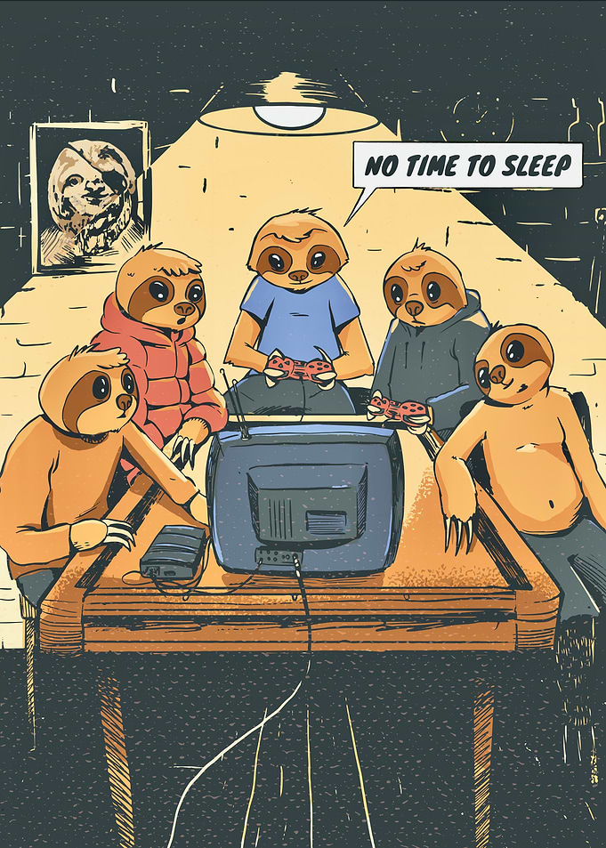 Sloths playing videogames