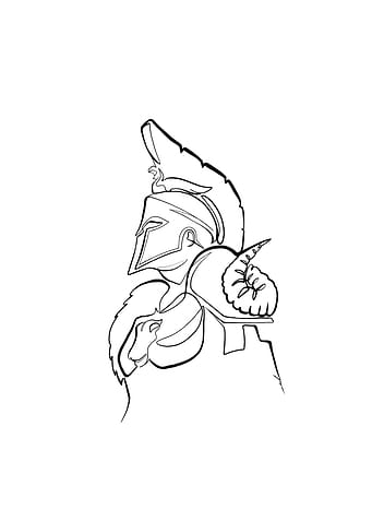 Spartan Warrior Line Art