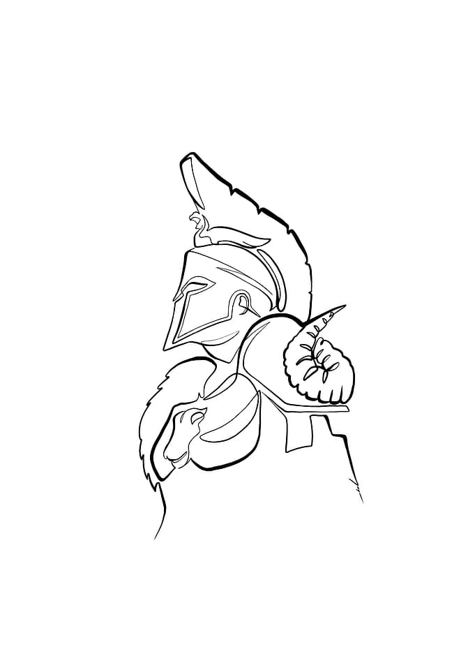 Spartan Warrior Line Art
