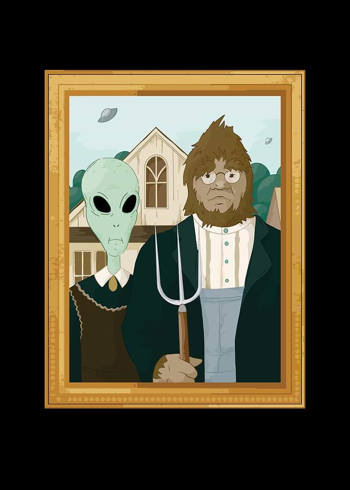 Alien big foot painting