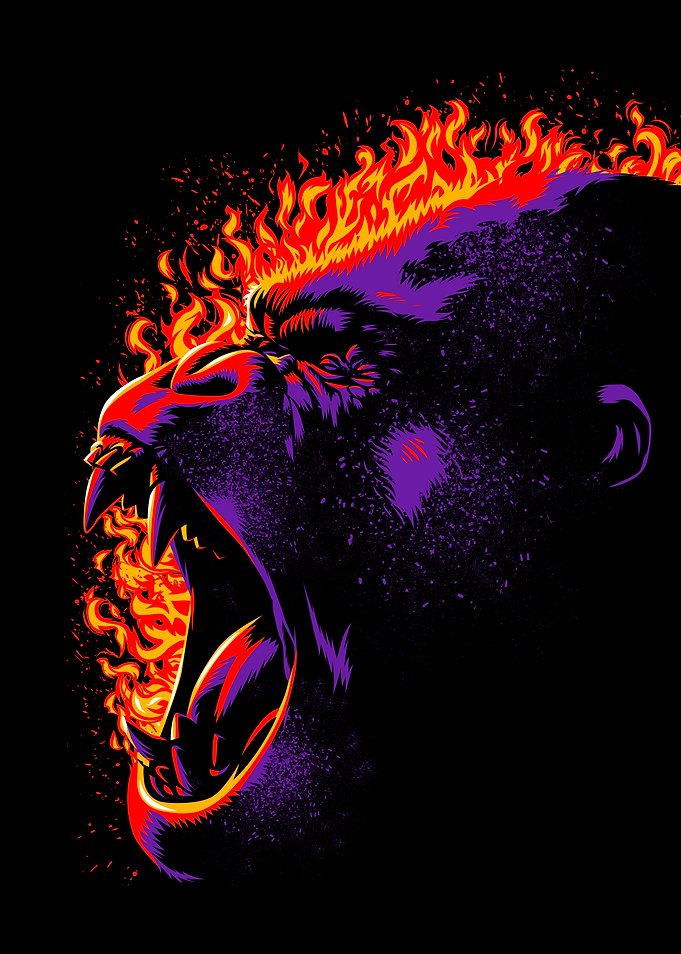 Gorilla on fire