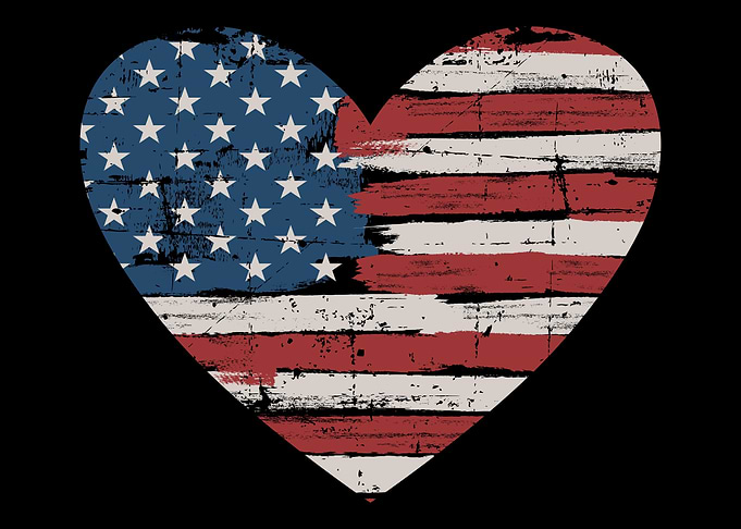 US American flag heart for