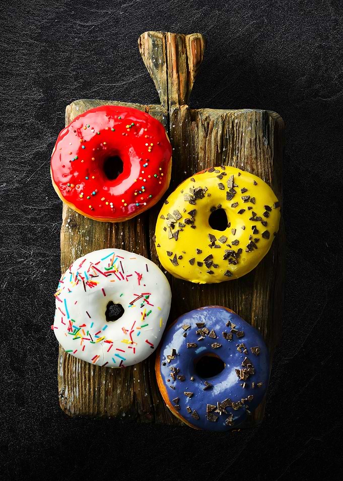 Colored sweet donuts