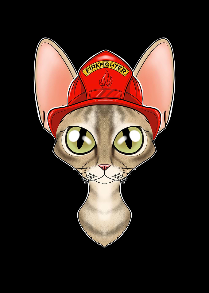 Firefighter Devon Rex Cat