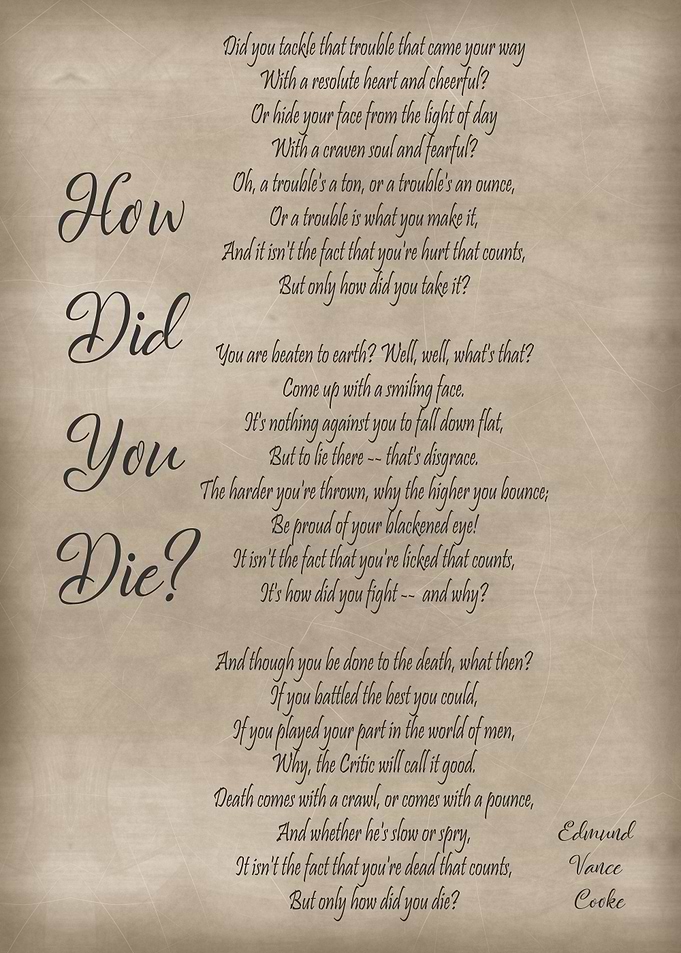 How did you die