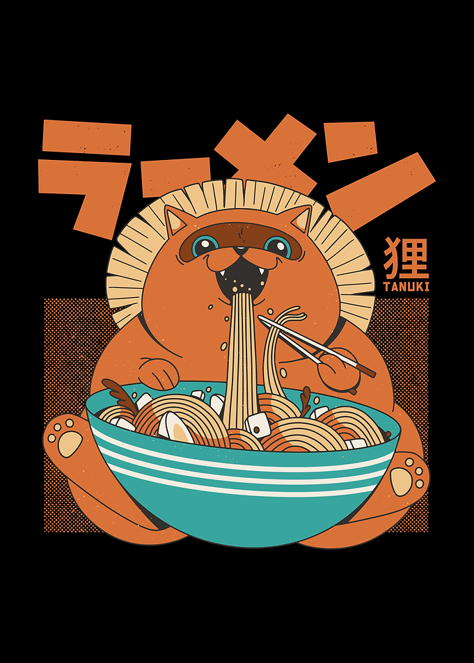 tanuki eating ramen