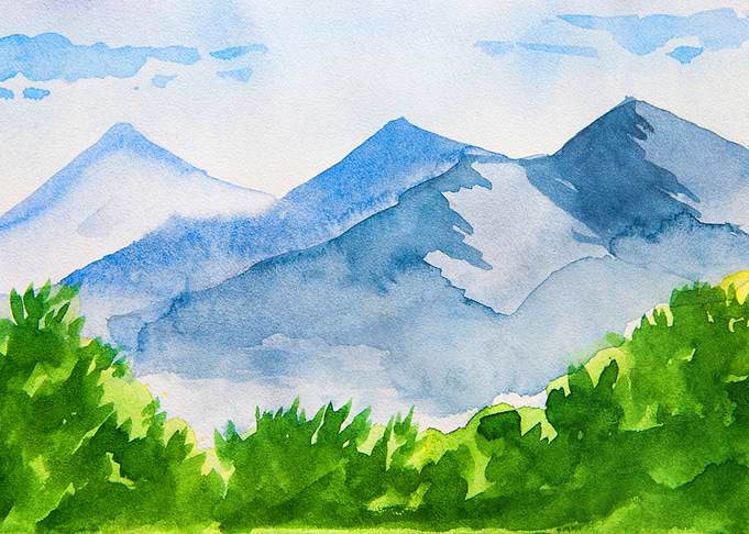 Watercolor Spring Meadow