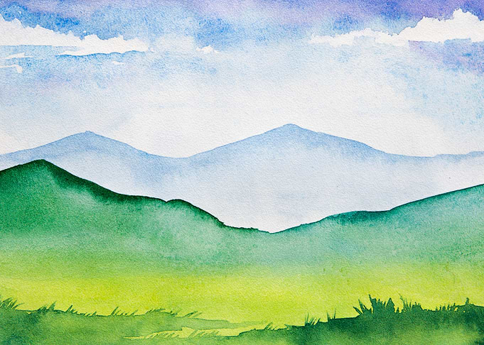 Watercolor Meadow Field