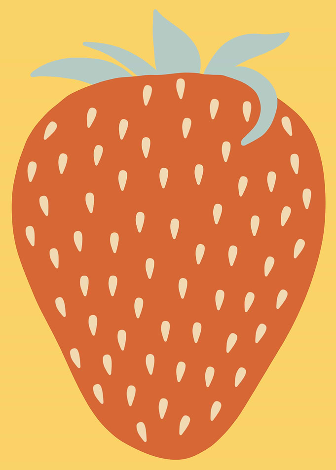 Strawberry Retro Painting