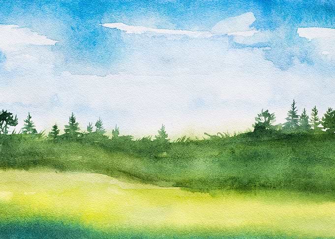 Watercolor Meadow Field