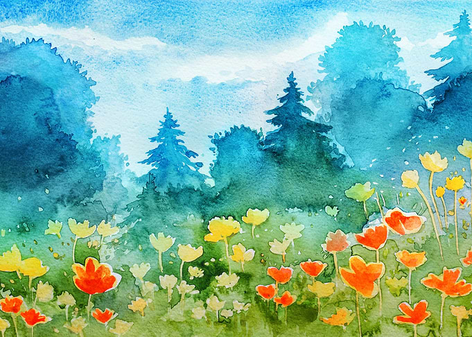 Watercolor Freesia Flowers