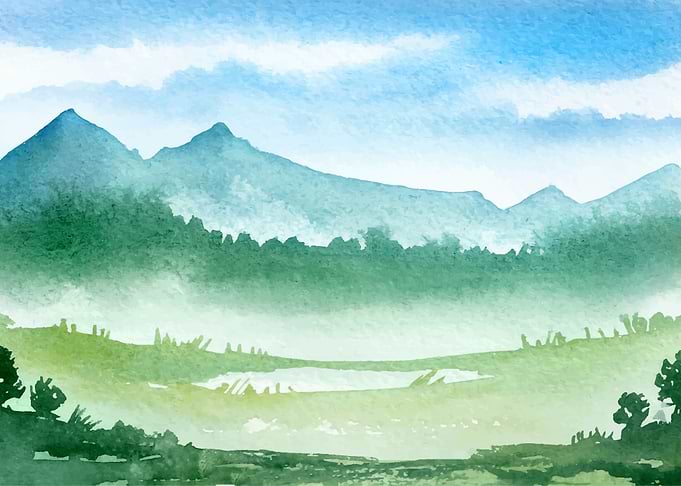Watercolor Meadow Field