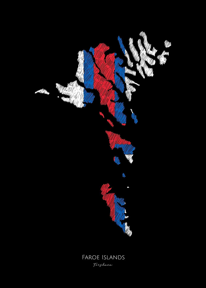 Farde Islands Flag Map Lin
