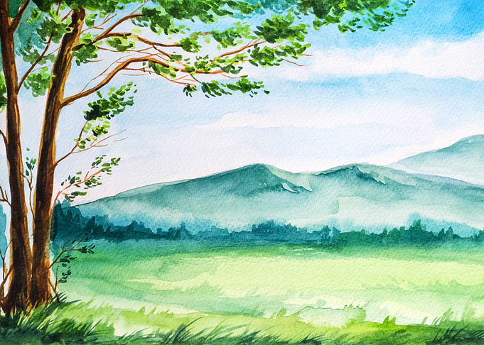 Watercolor Spring Meadow