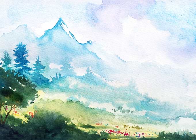 Watercolor Meadow Grasses