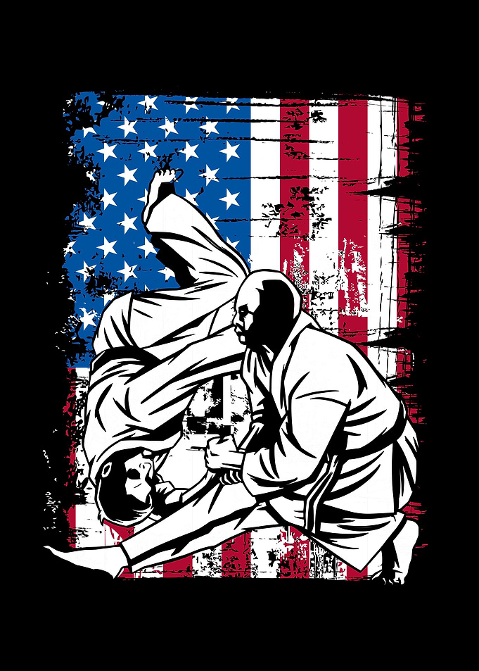 Martial art on a USA flag