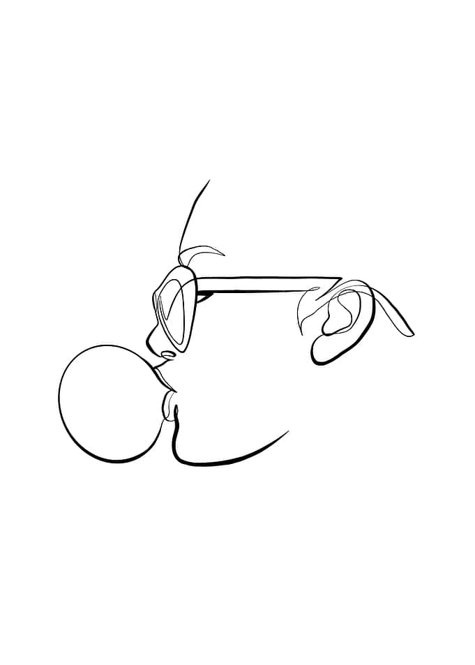 Women chewing gum Line Art
