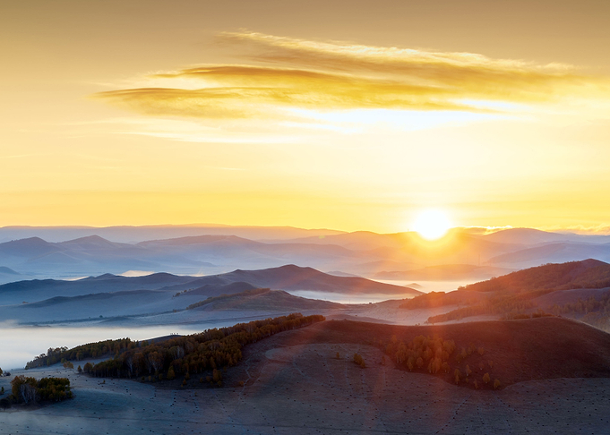 Early morning in a mountai