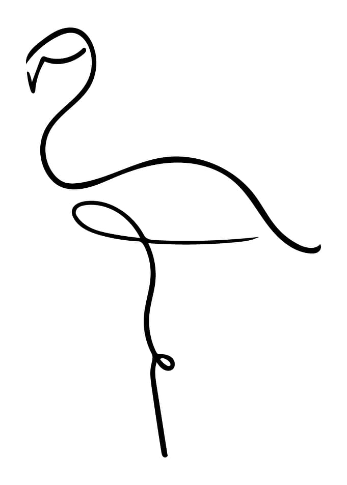Flamingo Line Art Minimal