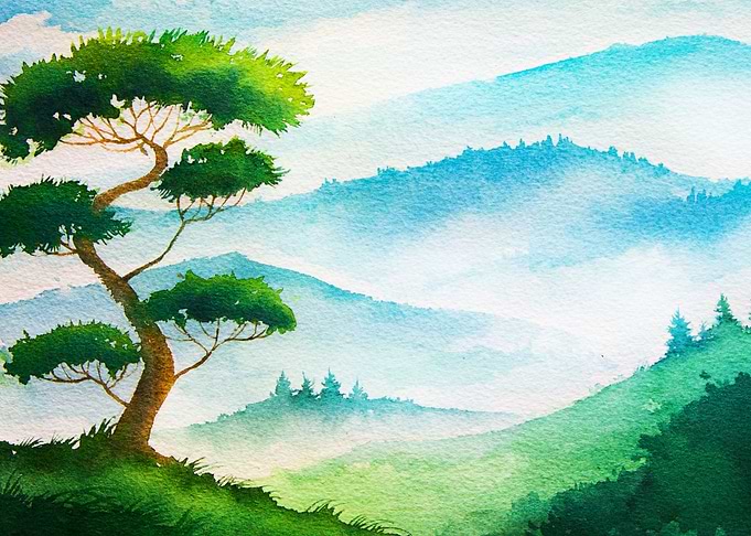 Watercolor Spring Meadow