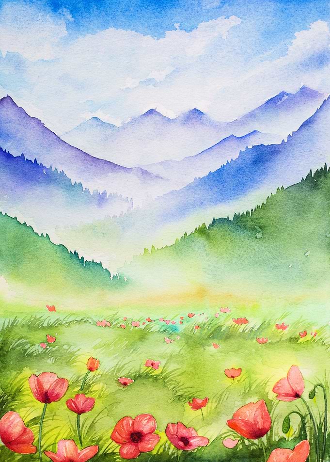 Watercolor Petunia Flowers