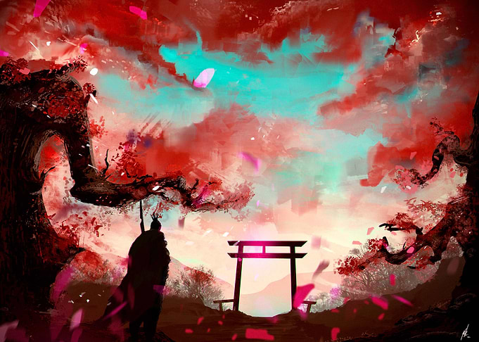 Samurai sakura torii