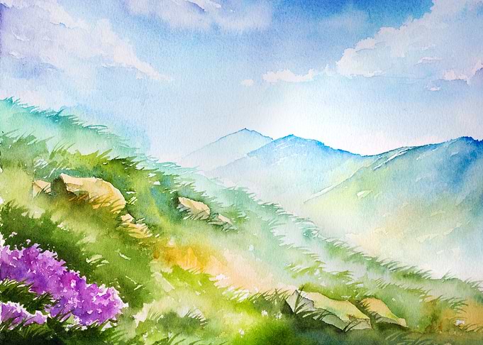 Watercolor Allium Flowers