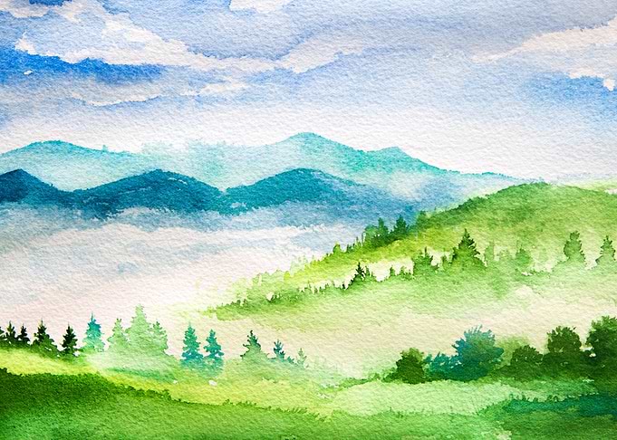 Watercolor Meadow Fields